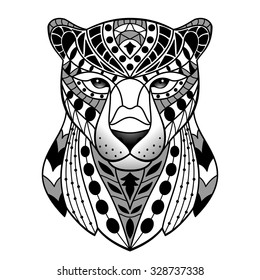  Panther. Vector illustration for textile prints, tattoo, web and graphic design