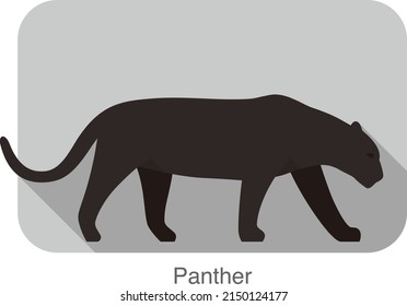 Panther Walking Side Flat 3D Icon Design