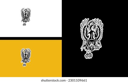 panther with wings vector line art design