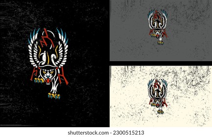 panthère avec ailes image vectorielle mascotte création à plat