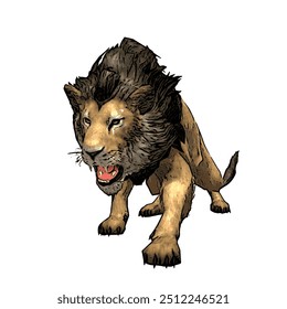 Panthera leo, desenho vetorial de ilustração animal isolado de leão 