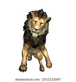 Panthera leo the beast creature animal ilustration isolated design 