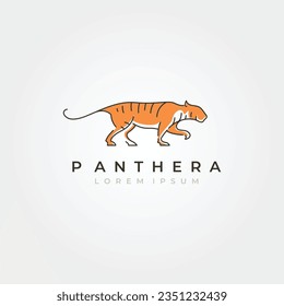 panthera tigris tiger icon logo vector symbol illustration design, animal line art logo