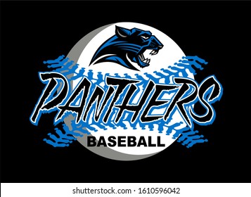 panthers baseball team design with stitches and mascot head for school, college or league