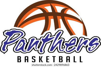 Panthers Basketball Team Graphic is a sports design template that includes graphic Panthers text and a stylized basketball. This is a great modern design for advertising and promotion such as t-shirts