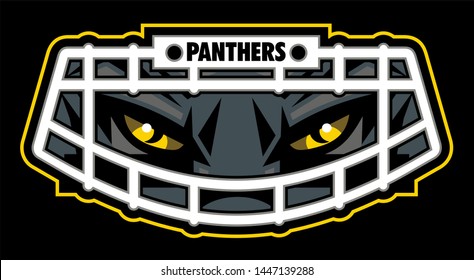 Panthers Football Mascot Face Wearing Facemask For School, College Or League