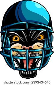 panthers football mascot face wearing facemask on white background