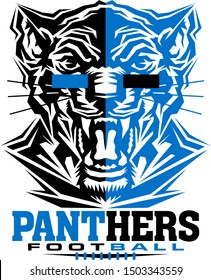 Panthers Football Team Design With Mascot And Laces For School, College Or League