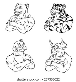 Panther,Tiger,Duck and Bull Mascot Collection