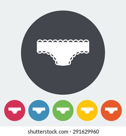 Pantie. Single flat icon on the circle button. Vector illustration.