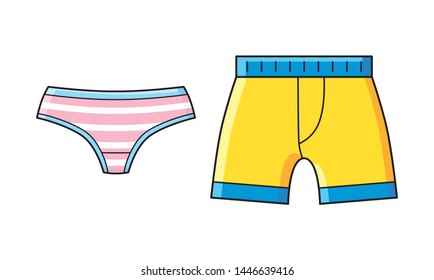 Panties and boxer shorts briefs underpants isolated