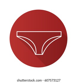 Panties flat linear long shadow icon. Women's underwear. Vector line symbol