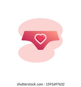 Panties with heart flat icon, vector sign, Valentine's day underwear colorful pictogram isolated on white. Symbol, logo illustration. Flat style design