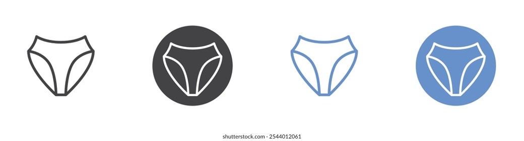 Icono de bragas Conjunto plano en color blanco y negro
