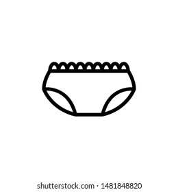 Panties Icon Vector , Template Best Emblem Isolated Illustration , Logo Design Male Female Fashion Icons , Clothes Outline Solid Background White
