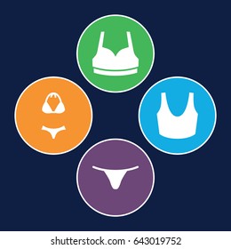 Panties icons set. set of 4 panties filled icons such as female underwear, sport bra