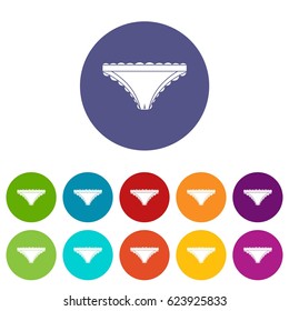 Panties icons set in circle isolated flat vector illustration