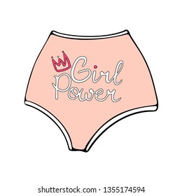 panties with an inscription girly power, women's panties labeled lettering motivational phrase