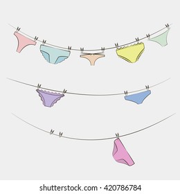 panties on the rope string pin illustration apparel
