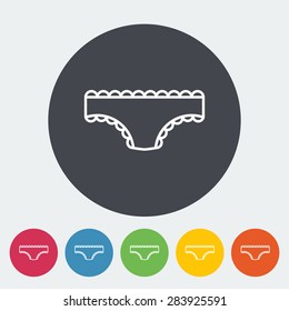 Panties. Single flat icon on the button. Vector illustration.