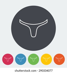 Panties. Single flat icon on the button. Vector illustration.