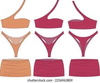 Panties Underwear front and back vector illustration Template