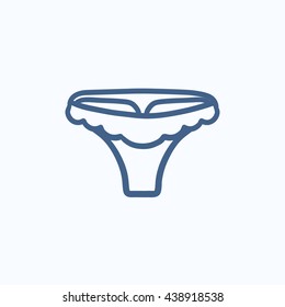 Ícone de esboço vetorial de calcinhas isolado no plano de fundo. Ícone de calcinha desenhado à mão. Ícone de esboço da calcinha para infográfico, site ou aplicativo.