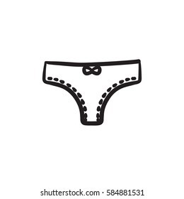 Icono de esbozo vectorial de paneles aislado en el fondo. Icono de Panties dibujado a mano. Icono de esbozo de paneles para infografía, sitio web o aplicación.