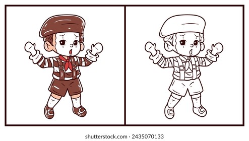 Pantomime character with sketch vector illustration