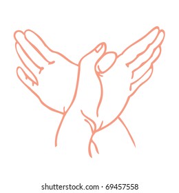 pantomime - hands symbolizing a dove