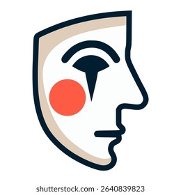 pantomime mask face profile flat color vector illustration template design