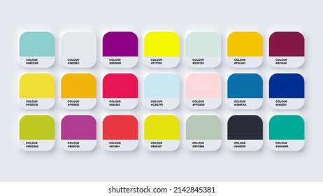 Pantone Classic Colour Palette in RGB HEX, Catalog Samples of Bright Colors Vector