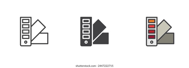 Pantone color different style icon set. Line, glyph and filled outline colorful version, outline and filled vector sign. Symbol, logo illustration. Vector graphics