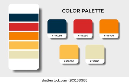 pantone color guide palette catalog samples summer sunset color in RGB HEX. neomorphism vector