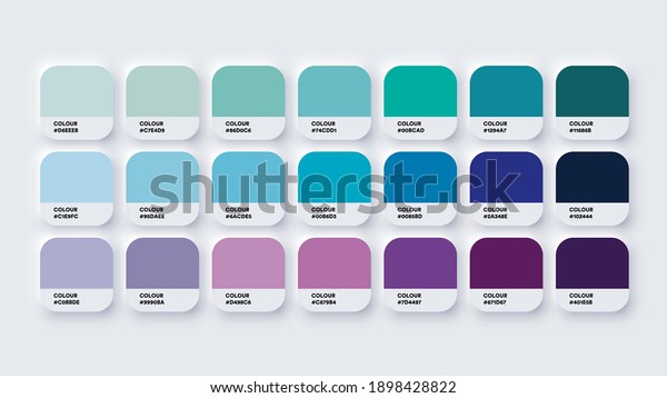 Pantone Colour Guide Palette Catalog
Samples Blue and Purple in RGB HEX. Neomorphism
Vector