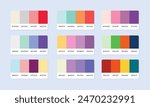 Pantone colour palette catalog samples. Color swatch. Set of abstract color palette banner