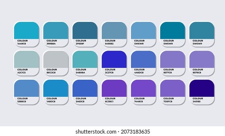 Pantone Colour Palette Catalog Samples Blue N RGB HEX. Neomorphism Vector