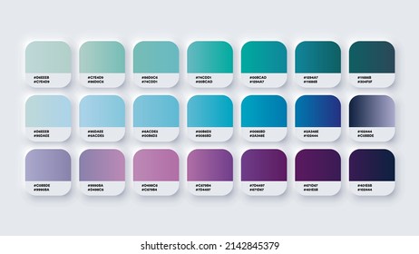 Pantone Colour Palette Catalog Samples Blue and Purple in RGB or HEX Pastel and Neon