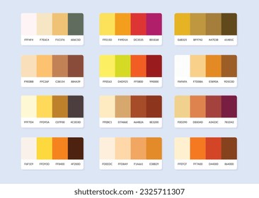 Muestras de catálogo de paleta de colores Pantone en hex rgb. Muestra de color.
