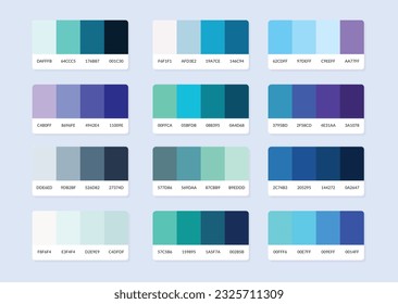 Pantone colour palette catalog samples in rgb hex. Color swatch.