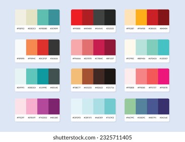 Muestras de catálogo de paleta de colores Pantone en hex rgb. Muestra de color.