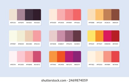 Pantone colour palette catalog samples. Color swatch. Set of abstract color palette banner