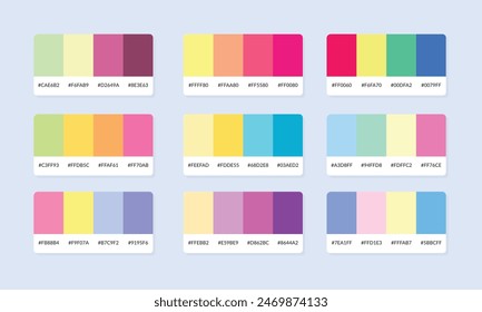 Pantone colour palette catalog samples. Color swatch. Set of abstract color palette banner