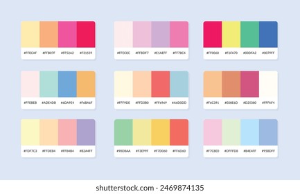 Pantone colour palette catalog samples. Color swatch. Set of abstract color palette banner