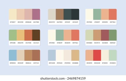 Muestras de catálogo de paleta de colores Pantone. Muestra de color. Conjunto de Anuncio de paleta de colores abstractos