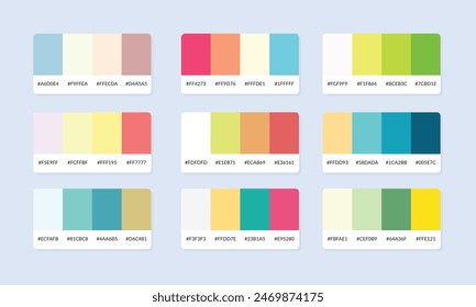 Pantone colour palette catalog samples. Color swatch. Set of abstract color palette banner