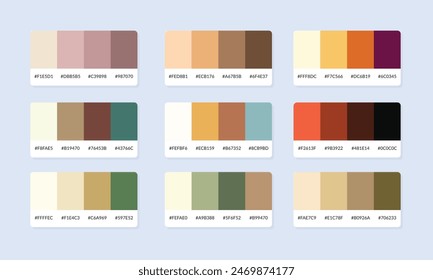 Pantone colour palette catalog samples. Color swatch. Set of abstract color palette banner