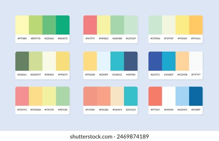 Muestras de catálogo de paleta de colores Pantone. Muestra de color. Conjunto de Anuncio de paleta de colores abstractos