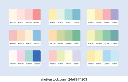 Muestras de catálogo de paleta de colores Pantone. Muestra de color. Conjunto de Anuncio de paleta de colores abstractos