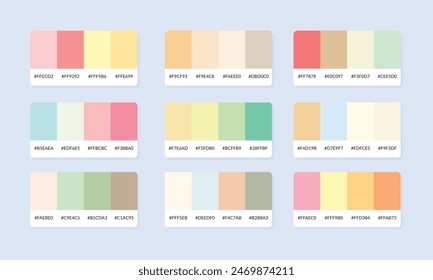 Pantone colour palette catalog samples. Color swatch. Set of abstract color palette banner